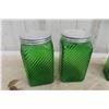 Image 6 : 6 Forest Green Swirl Glass Canisters – 2x 5½" Tall, 4x 4½" Tall