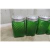Image 7 : 6 Forest Green Swirl Glass Canisters – 2x 5½" Tall, 4x 4½" Tall
