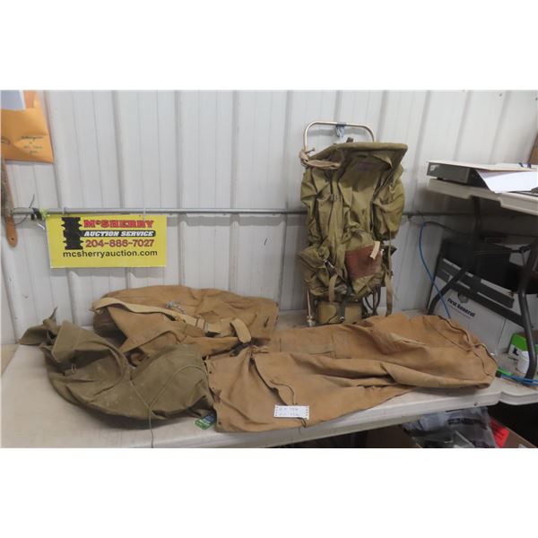 Backpack and 2 Canvas Duffel Bags