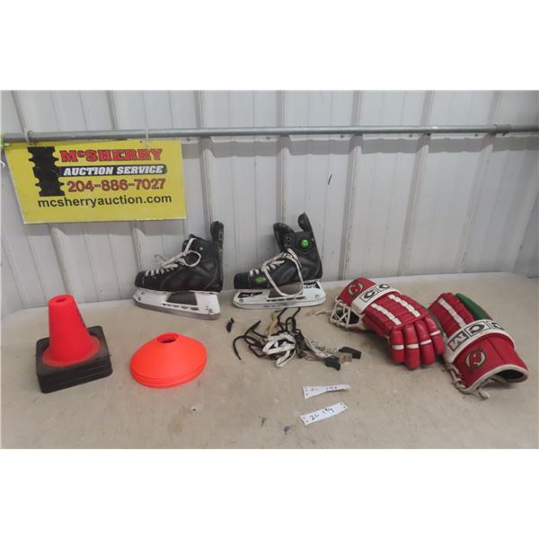 New Jersey Hockey Gloves – RDK 7½ Size, Hockey Skates, Pylons, and Referee Whistle