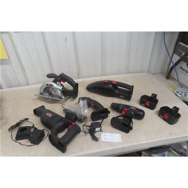 Jobmate 14.4V Cordless Tool Set – Circular Saw, Flashlight, Reciprocating Saw, Drill, 2 Batteries,