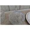 Image 2 : Large Footed Crystal Bowl with Cover, Candy Dish, and Pinwheel Glass