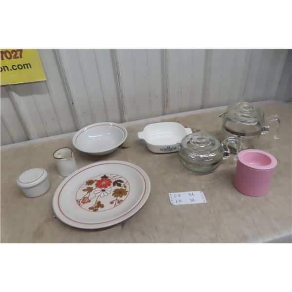 Corning Ware Tea Pot and Cups