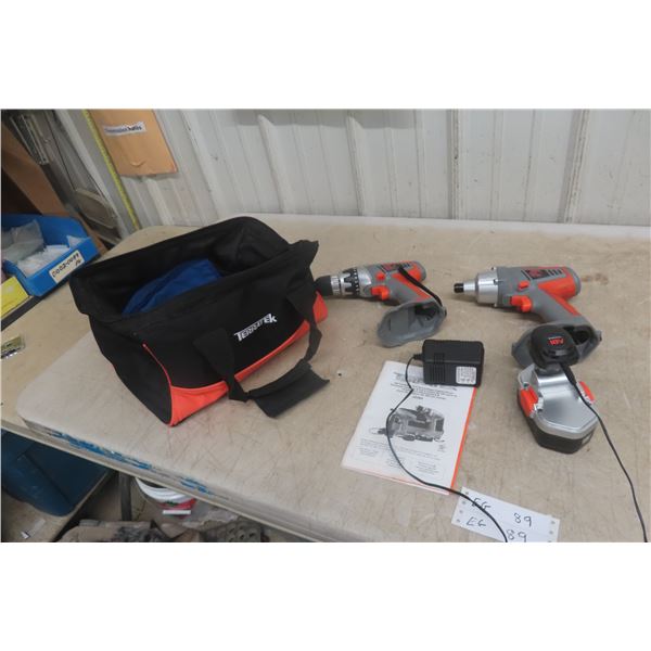 TerraTeK 18V Drill and Impact Driver with Battery, Charger, and Case