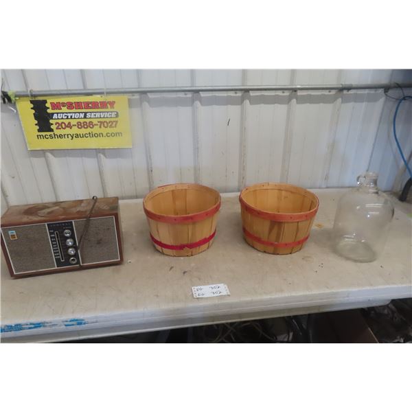 Admiral Radio, 2 Baskets and Jug