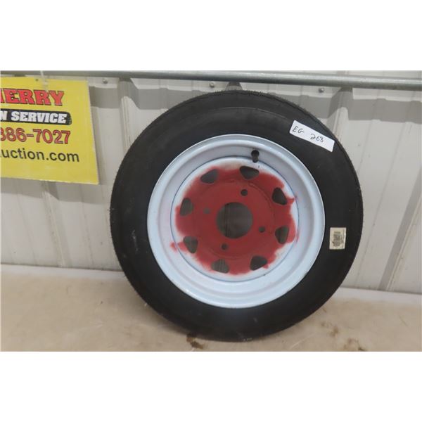 Trailer Tire and Rim – New Tire 4.80-12, Rim Previously Repaired, Older Tire Included