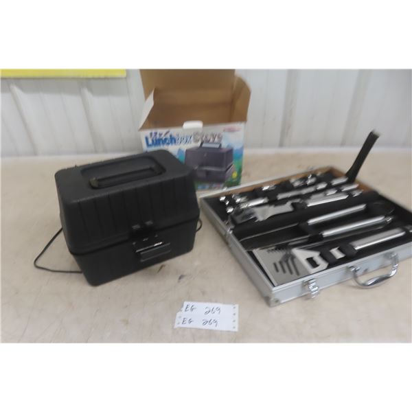 BBQ Utensils and Cutting Board, 12V Lunch Box (Cools or Warms)