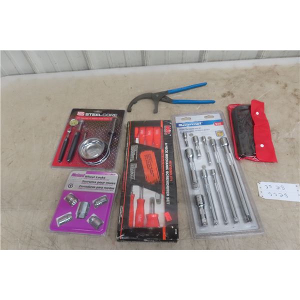 New Mastercraft 9-Piece Extension Bar Set with Screwdrivers, Wheel Lock, Filter Wrench, Allen