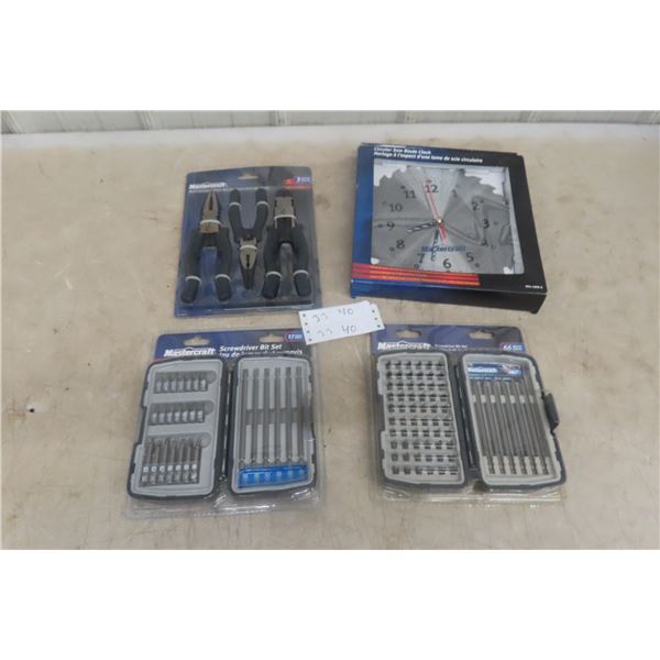 New MasterCraft Tool Set, Screwdriver Bit Set and Clock