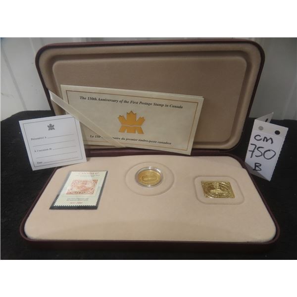 Canada Silver Coin Covered with 24-Karat Gold with Stamp
