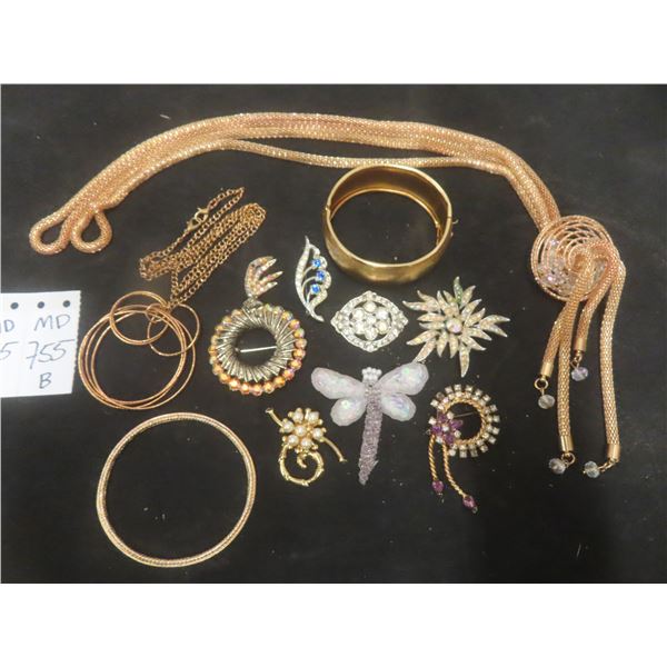 Fashion Jewelry: Pins, Goldtone Bracelet, Necklaces & More