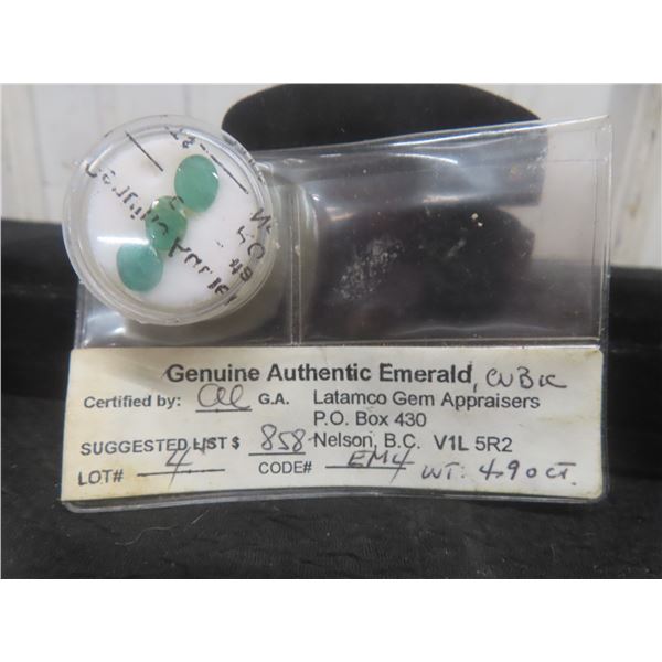 3 Emerald Gemstones, 4.9 ct Total Weight