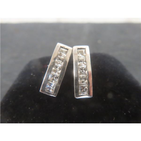 Sterling Silver and Cubic Zirconia Stud Earrings, 3.3g Total Weight