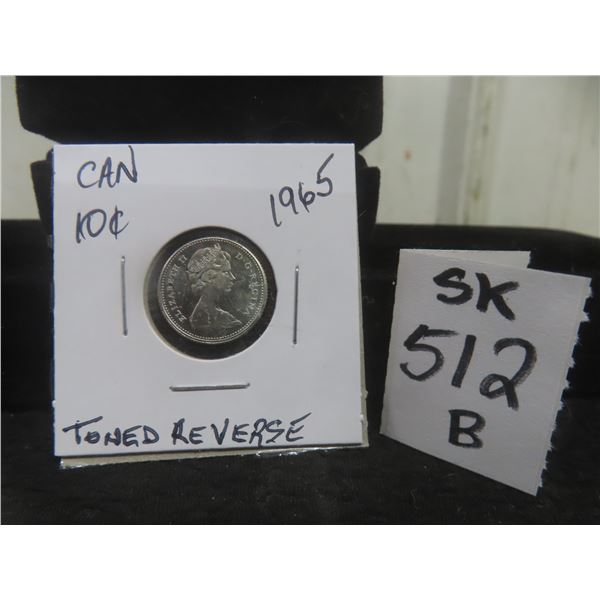 1965 Canada Silver 10¢ Coin — Toned Reverse