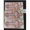 Image 1 : 3 1986 Canada $2 Bills