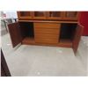 Image 10 : 2-Piece Teak Buffet: Lighted Display Cabinet atop Credenza with 4 Glass Shelves – 71½" W × 65" H,