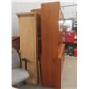 Image 2 : 2-Piece Teak Buffet: Lighted Display Cabinet atop Credenza with 4 Glass Shelves – 71½" W × 65" H,
