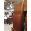 Image 3 : 2-Piece Teak Buffet: Lighted Display Cabinet atop Credenza with 4 Glass Shelves – 71½" W × 65" H,