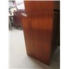 Image 4 : 2-Piece Teak Buffet: Lighted Display Cabinet atop Credenza with 4 Glass Shelves – 71½" W × 65" H,