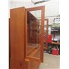 Image 7 : 2-Piece Teak Buffet: Lighted Display Cabinet atop Credenza with 4 Glass Shelves – 71½" W × 65" H,