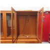Image 8 : 2-Piece Teak Buffet: Lighted Display Cabinet atop Credenza with 4 Glass Shelves – 71½" W × 65" H,