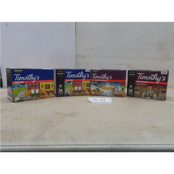 Timothy's Coffee Keurig K-Cups – Qty 4 Boxes (96 Cups)