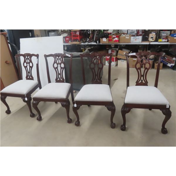 4 Fancy Dining Room Chairs – Antique Style with Claw Ball Feet