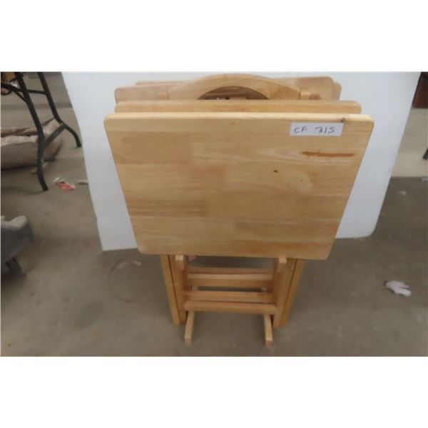 4 Wooden TV Tables and Self-Standing Rack