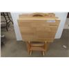 Image 1 : 4 Wooden TV Tables and Self-Standing Rack