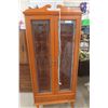 Image 1 : Lighted Display Cabinet with Leaded Glass Doors and Glass Shelves – 73" × 31" × 12"