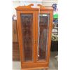 Image 2 : Lighted Display Cabinet with Leaded Glass Doors and Glass Shelves – 73" × 31" × 12"