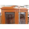 Image 4 : Lighted Display Cabinet with Leaded Glass Doors and Glass Shelves – 73" × 31" × 12"