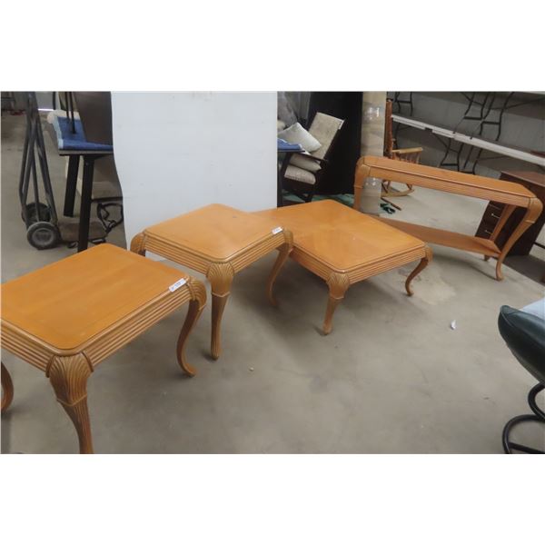 4-Piece Coffee Table Set – Coffee Table 17" × 37" × 37", Sofa Table 29" x 17" x 53",and 2 End