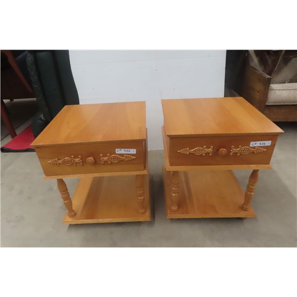 Set of 2 End Tables with Drawer – 23" × 20" × 18"