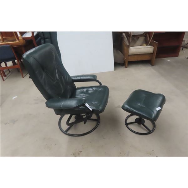 Leather / Leatherette Style Swivel Recliner Chair and Ottoman