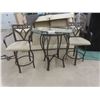 Image 1 : 3 Piece Bistro Set: 2 Swivel Stools & Glass Top Table. 36H x 36" W