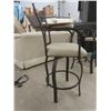 Image 2 : 3 Piece Bistro Set: 2 Swivel Stools & Glass Top Table. 36H x 36" W