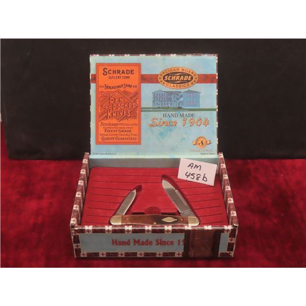 Schrade Cigar Box Classics 2-Blade Pocket Knife with Case – Blade 2½", Overall 6½"