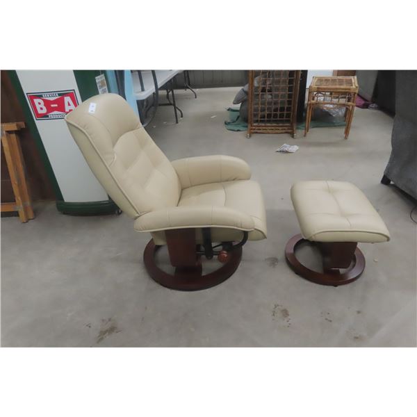 Leather / Leather Style Swivel Recliner Chair and Ottoman