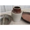 Image 3 : Stoneware Pickle Crock, Frying Pan and Cream Can Lid