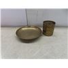 Image 7 : Brass Banker's Desk Lamp, Rolling Plant Stand, Pen Holder, and Change Bowl