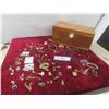 Image 1 : Wood Jewelry Box with Fashion Jewelry: Bangles, Pendants, Earrings, and Rosaries – Note: Box Needs