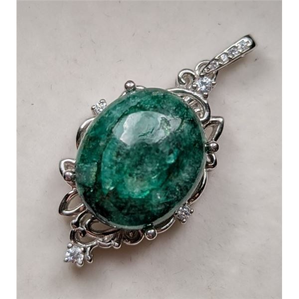 7.9 ct Certified Silver Emerald gemstone Pendant ($6,372 Appraisal)
