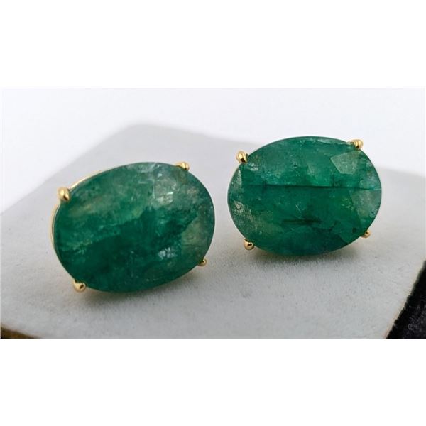3.2 ct Certified Silver Emerald gemstone Earrings ($5,450 Appraisal)