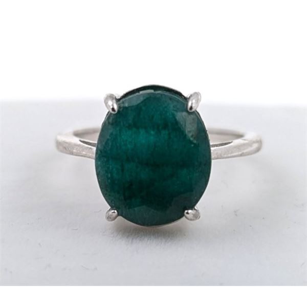 2,8 ct Certified Silver Emerald gemstone Ring ($5,780 Appraisal)