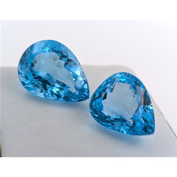 57.3 ct Certified Royal Blue Topaz gemstone Pair ($14,300 Appraisal)