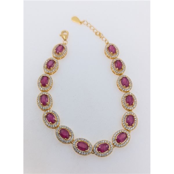 11 ct Certified Silver Ruby gemstone Bracelet ($13,860 Appraisal)