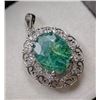 Image 2 : 5.3 ct Certified Silver Emerald gemstone Pendant ($13,887 Appraisal)