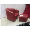 Image 1 : Modern Child's Leather-Like-Style Chair with Matching Ottoman