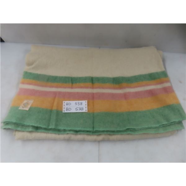 Vintage Ayers Pure Wool Blanket, Made in Canada — Excellent Condition with Small Hole